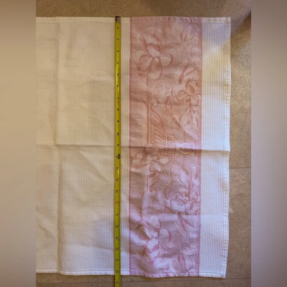 Le Jacquard Francais & Williams Sonoma Tea Towels Kitchen Pink & White